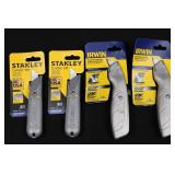 Stanley Classic 199 Fixed Blade Knife & IRWIN Standard Retractable Knives (Lot of 4)