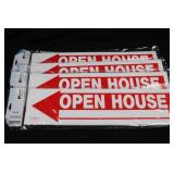 Hillman 6x24 Open House Signs Kit - Corrugated Plastic (Lot of 4)