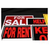 Assorted Safety Signage Lot - for Sale, for Rent, Keep Out, Caution Signs
