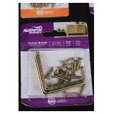 National Hardware Corner Braces Assortment - Brass Solid Brass - 1 In X 1/2 In, 2 In X 5/8 In, 3 In