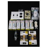 Legrand Radiant Paddle Switches (Lot of 8) with White Duplex Receptacles & Feit LED Bulbs