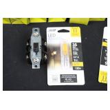 Legrand Radiant Paddle Switches (Lot of 8) with White Duplex Receptacles & Feit LED Bulbs