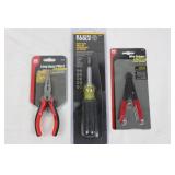 Klein Tools 32557 Multi-Bit Driver & Gardner Bender Pliers GS-385 & Wire Stripper GS-40 (Lot of 3)