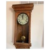 Waterbury Regulator No. 67 Oak Wall Clock w Pendulum Antique