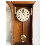 Waterbury Regulator No. 67 Oak Wall Clock w Pendulum Antique