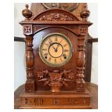 Antique F. Kroeber Cabinet No. 58 Victorian Walnut Mantel Clock
