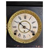Antique Seth Thomas Mantel Clock Black Faux Marble Case 11in Tall