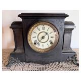 Antique Black Mantel Clock w Roman Dial Gong Strike Untested