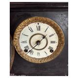 Antique Black Mantel Clock w Roman Dial Gong Strike Untested
