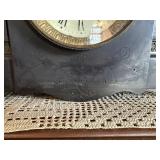 Antique Black Mantel Clock w Roman Dial Gong Strike Untested