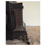 Antique Black Mantel Clock w Roman Dial Gong Strike Untested