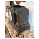 Antique Black Mantel Clock w Roman Dial Gong Strike Untested
