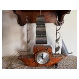 Sessions Yankee Clipper Ship Clock Vintage Electric Wood Mantel Clock