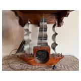 Sessions Yankee Clipper Ship Clock Vintage Electric Wood Mantel Clock