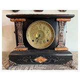 Antique Seth Thomas Mantel Clock Black Faux Marble Case Untested