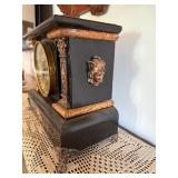 Antique Seth Thomas Mantel Clock Black Faux Marble Case Untested
