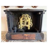 Antique Seth Thomas Mantel Clock Black Faux Marble Case Untested