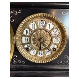 Antique ST American Mantel Clock Black Case Lion Handles 12in Tall