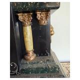 Antique ST American Mantel Clock Black Case Lion Handles 12in Tall