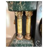 Antique ST American Mantel Clock Black Case Lion Handles 12in Tall