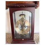 Skeleton Mantel Clock Wood Glass Case Brass Tone Made in China