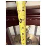 Skeleton Mantel Clock Wood Glass Case Brass Tone Made in China