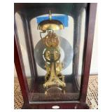 Skeleton Mantel Clock Wood Glass Case Brass Tone Made in China