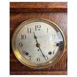 Seth Thomas Oak Mantel Clock Chime Mantle Shelf Clock 15in Wide