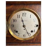 Seth Thomas Oak Mantel Clock Chime Mantle Shelf Clock 15in Wide