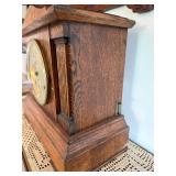 Seth Thomas Oak Mantel Clock Chime Mantle Shelf Clock 15in Wide