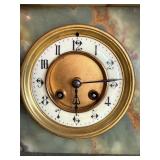 Antique Green Onyx Mantel Clock w Brass Columns 12in As Found