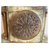Antique Green Onyx Mantel Clock w Brass Columns 12in As Found
