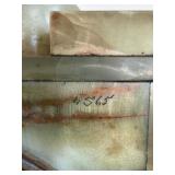Antique Green Onyx Mantel Clock w Brass Columns 12in As Found