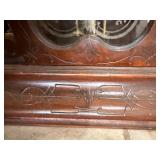 Antique Waterbury Gingerbread Mantel Clock w Pendulum 21in