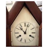 Vintage Gothic Chapel Form Wooden Mantel Clock Pendulum Untested