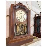 Antique Seth Thomas Ogee Mantel Shelf Clock Wood Case 19in Untested