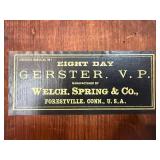 Welch Spring & Co Gerster V.P. 8 Day Antique Mantel Clock