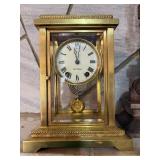 Seth Thomas Brass Crystal Regulator Mantel Clock w Pendulum As Is