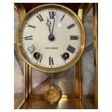 Seth Thomas Brass Crystal Regulator Mantel Clock w Pendulum As Is
