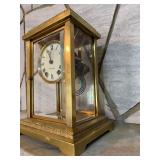 Seth Thomas Brass Crystal Regulator Mantel Clock w Pendulum As Is