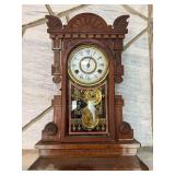Antique New Haven 8 Day Striking Gingerbread Shelf Clock