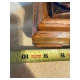 Antique Oak Gingerbread Mantel Clock w Pendulum & Gong 10in Tall