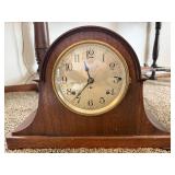 Seth Thomas Tambour Mantel Clock Wood Case Mechanical Strike Vintage