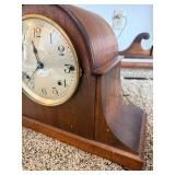 Seth Thomas Tambour Mantel Clock Wood Case Mechanical Strike Vintage