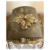 Antique Painted Wood Mantel Clock w Gilt Metal Mounts, Unattributed