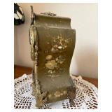 Antique Painted Wood Mantel Clock w Gilt Metal Mounts, Unattributed