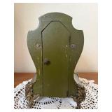 Antique Painted Wood Mantel Clock w Gilt Metal Mounts, Unattributed