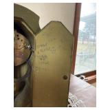 Antique Painted Wood Mantel Clock w Gilt Metal Mounts, Unattributed