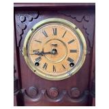 Antique Victorian Eastlake Walnut Mantel Shelf Clock Carved Case