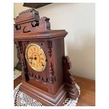 Antique Victorian Eastlake Walnut Mantel Shelf Clock Carved Case